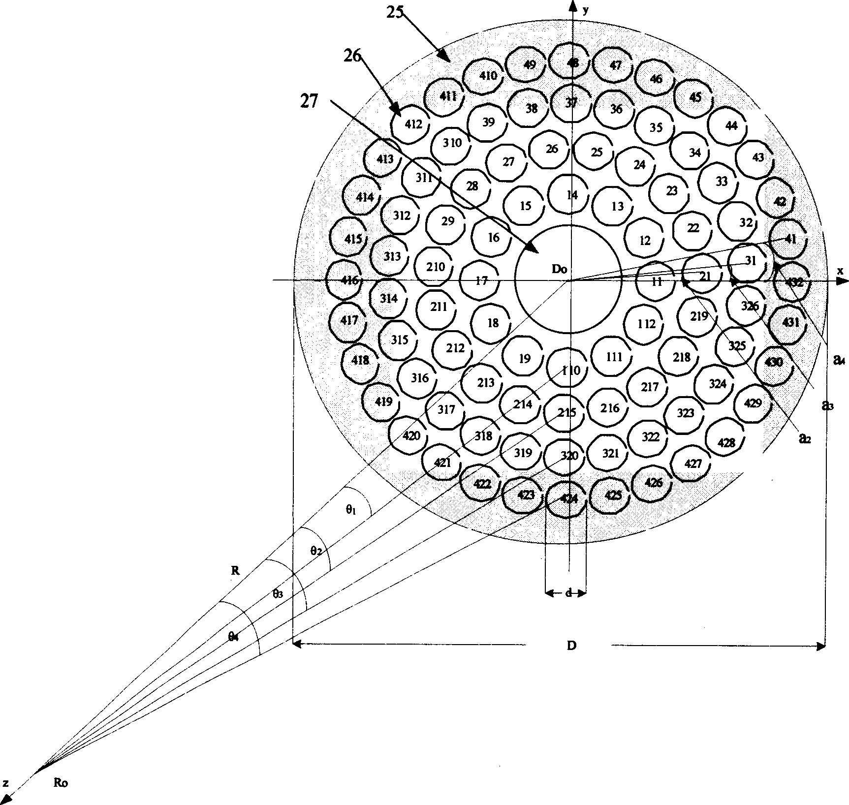 Wide focal domain phased array focusing ultrasonic system for heating deep tumour focus