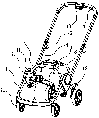 Folding frame of baby stroller