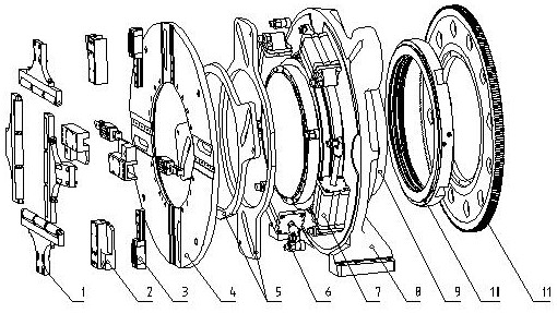 Offset driving heavy-load pneumatic four-jaw chuck