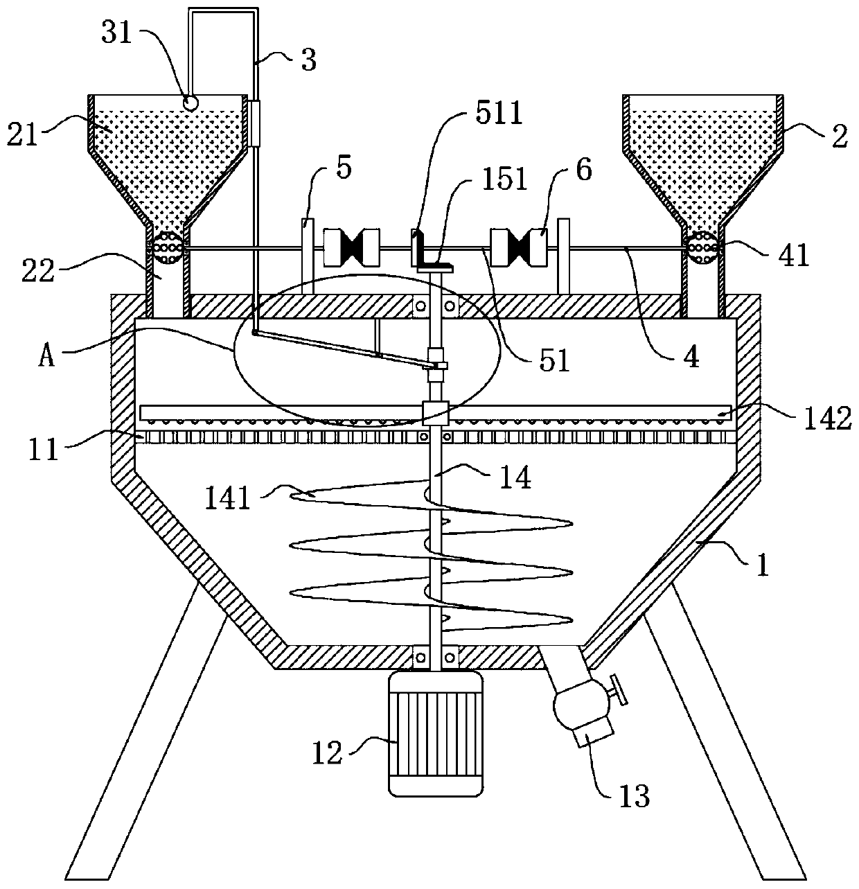 Method for proportionally mixing powder