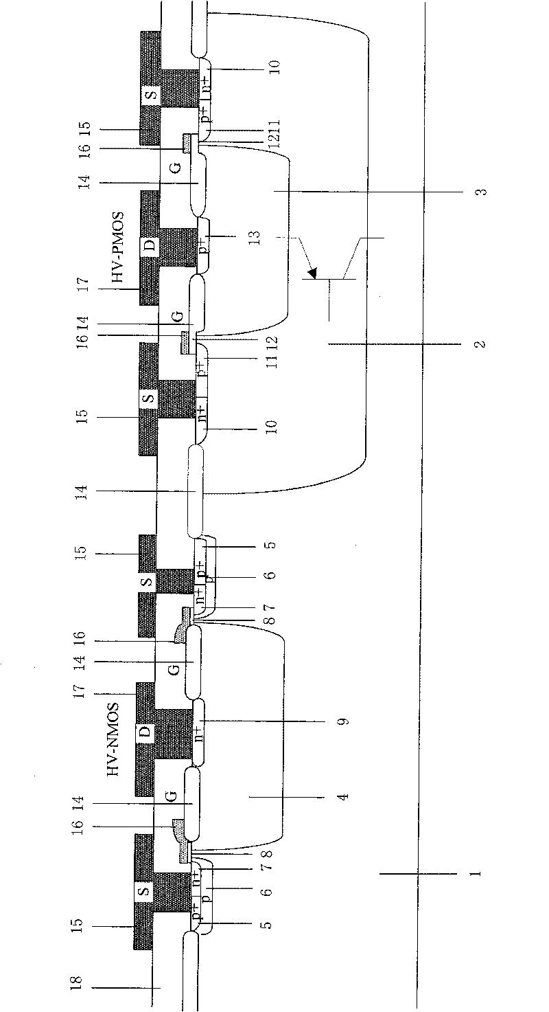 High voltage device for drive chip of plasma flat-panel display