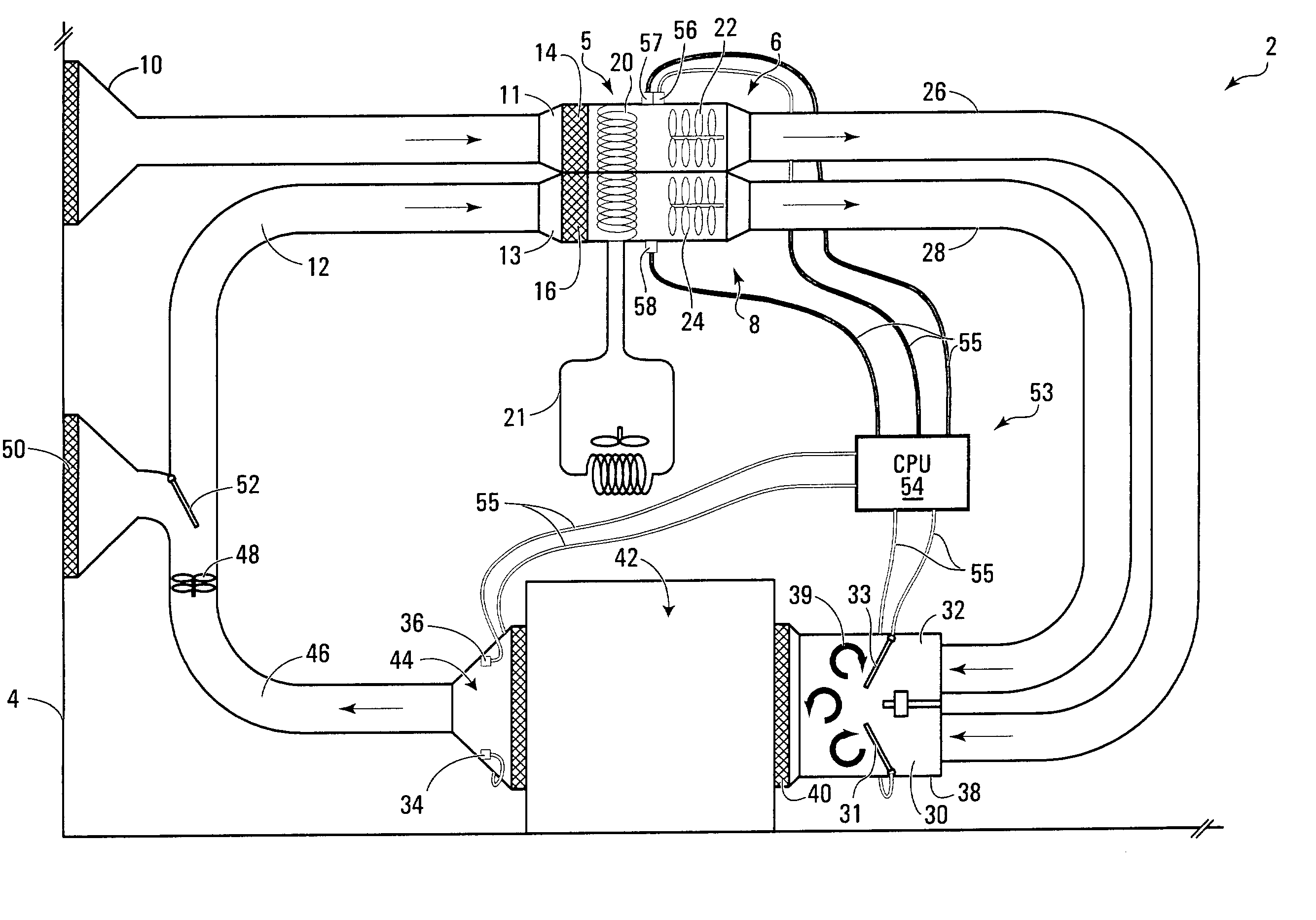 Single-coil twin-fan variable-air-volume (VAV) system for energy-efficient conditioning of independent fresh and return air streams