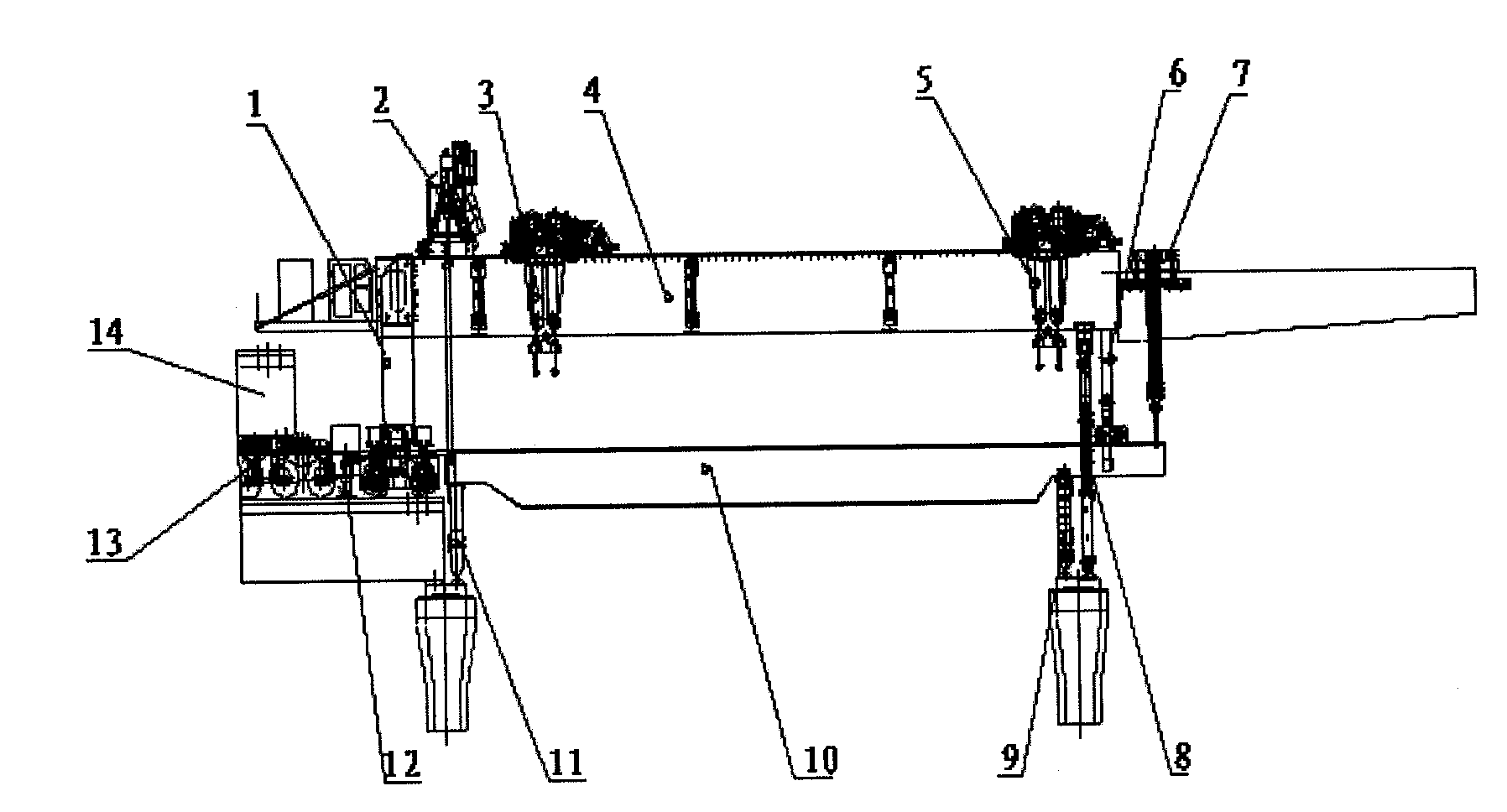 Bridge girder erection machine capable of passing through tunnel and realizing girder erection and bridging process thereof