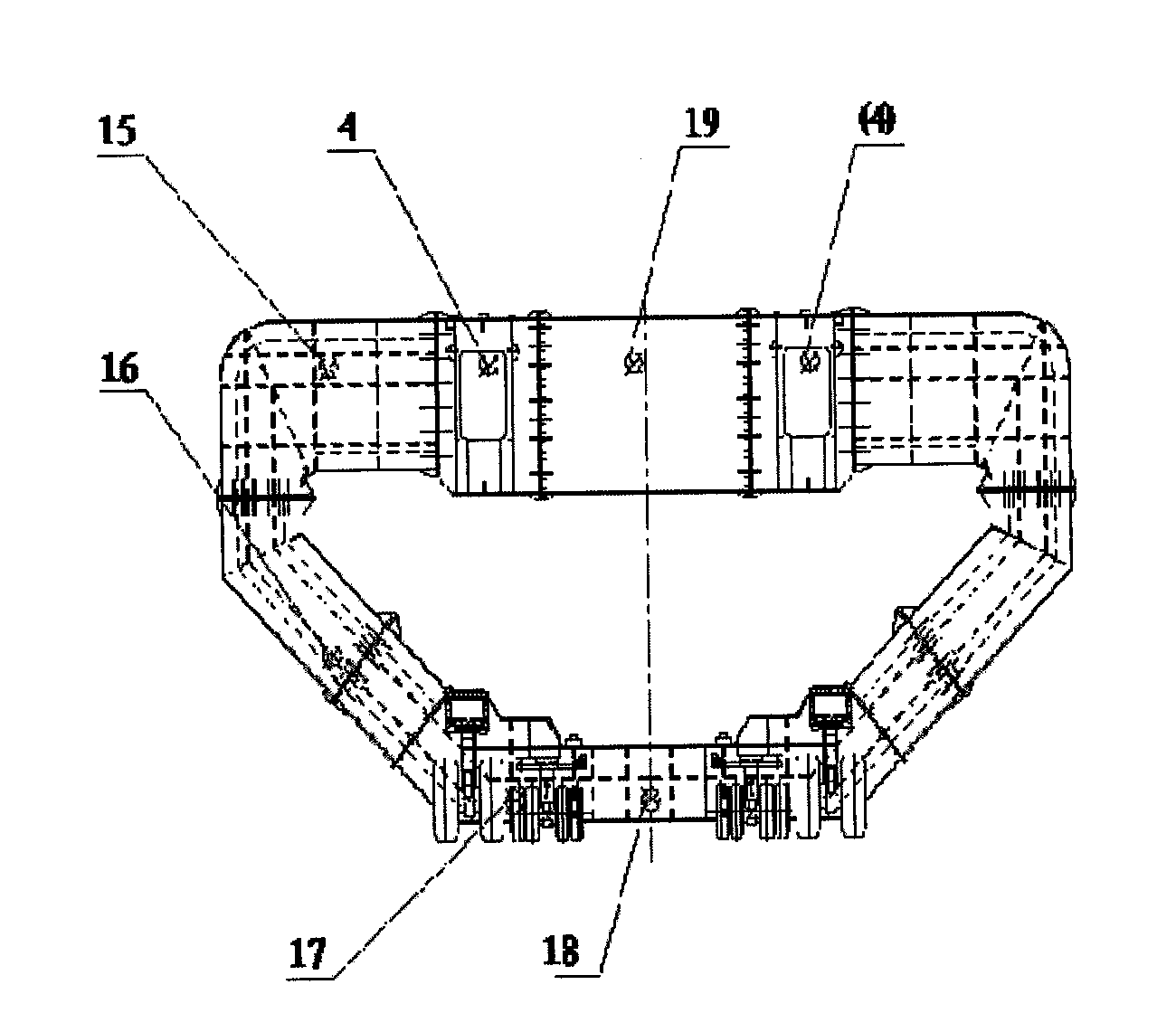 Bridge girder erection machine capable of passing through tunnel and realizing girder erection and bridging process thereof