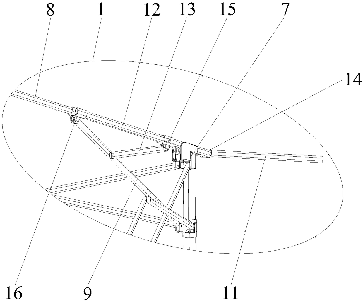 Folding tent with automatic roof overhanging structure