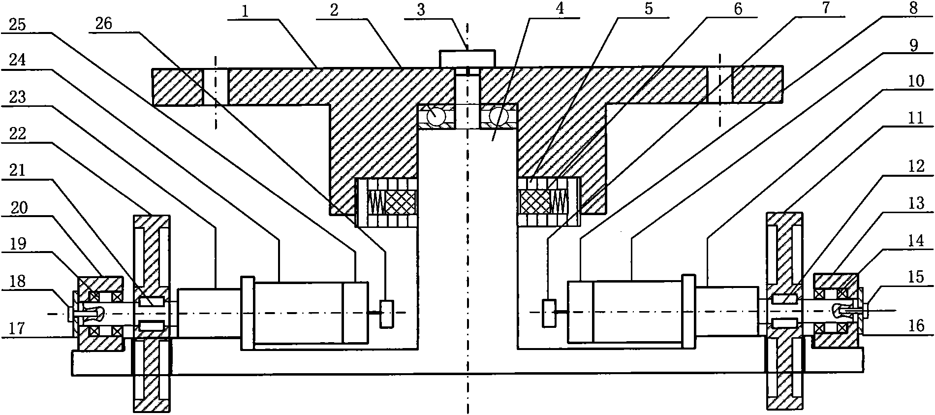 Split-type differential drive device and omnibearing movable automatic guided vehicle thereof