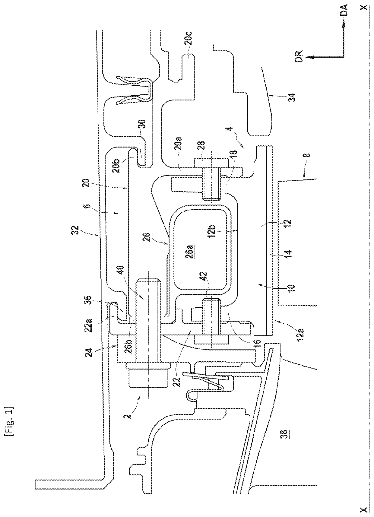 Turbine ring assembly mounted on a cross-member