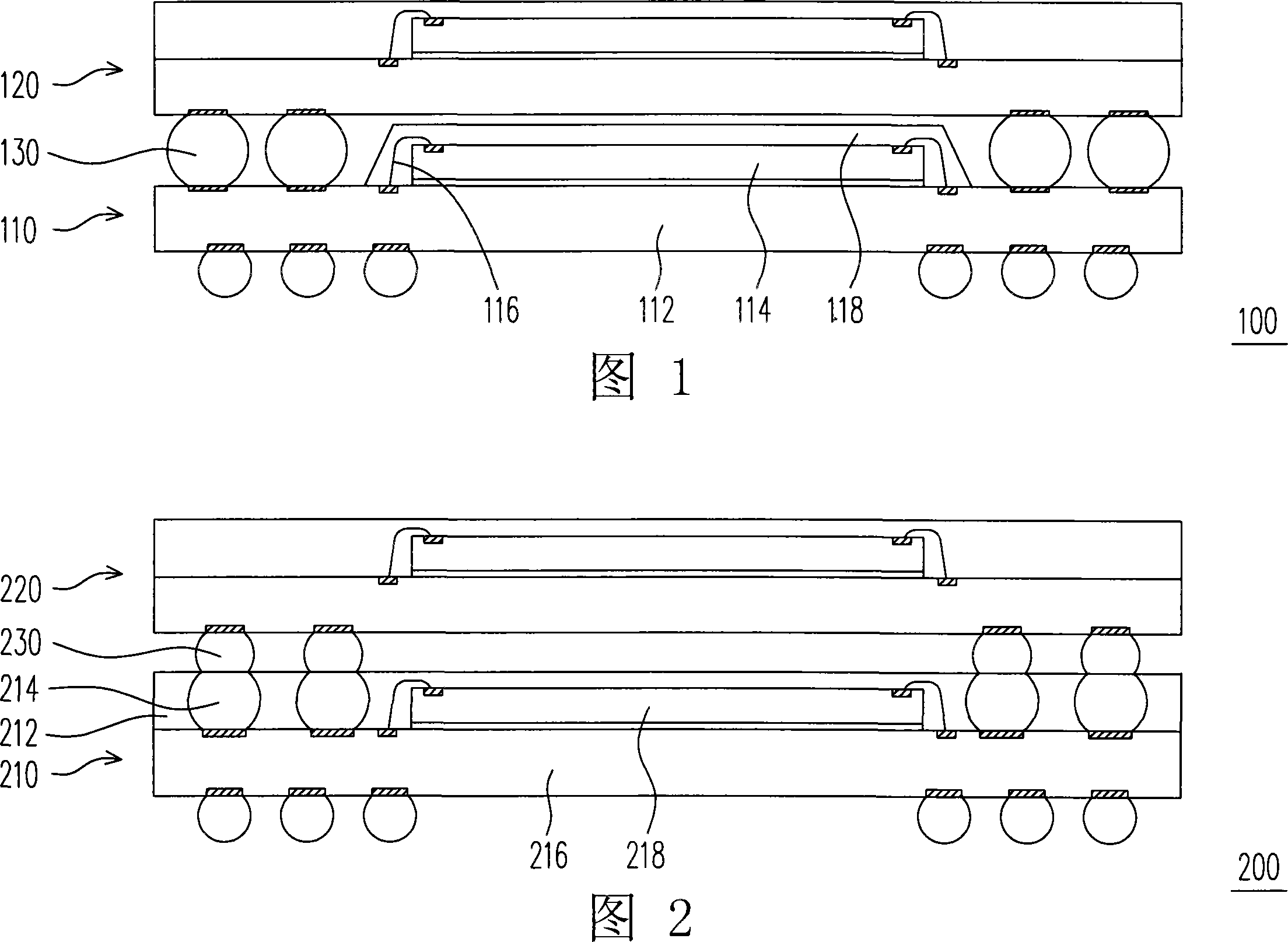 Stack type chip packaging structure, chip packaging structure and manufacture process