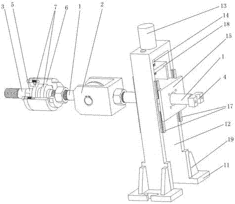 Auxiliary frame fatigue test bending moment and torque elimination device