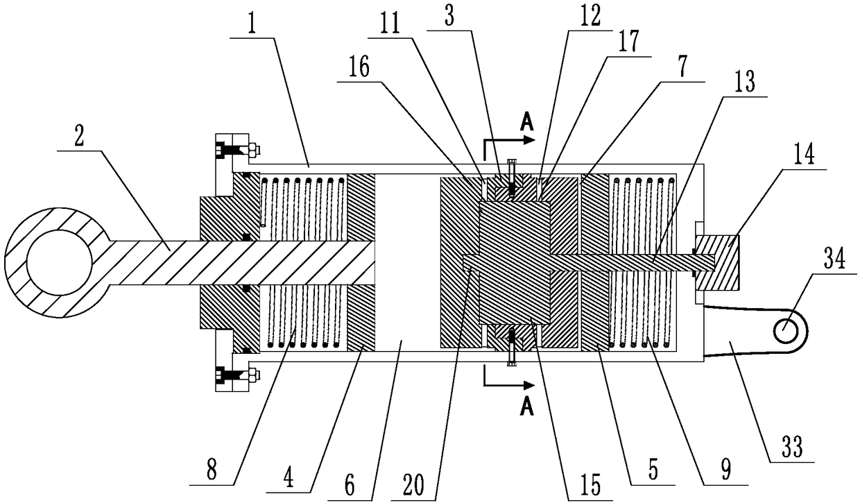 Integrated fixing piston type variable-damping hydraulic cylinder