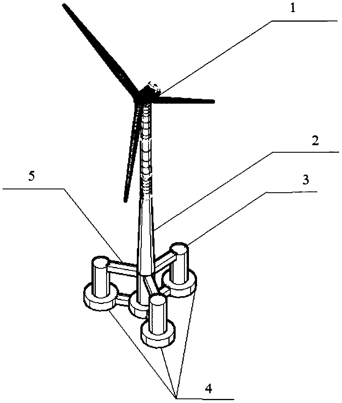 Pile-shoe-shaped semi-submersible type at-sea wind power platform