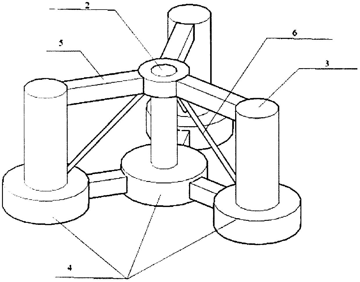 Pile-shoe-shaped semi-submersible type at-sea wind power platform