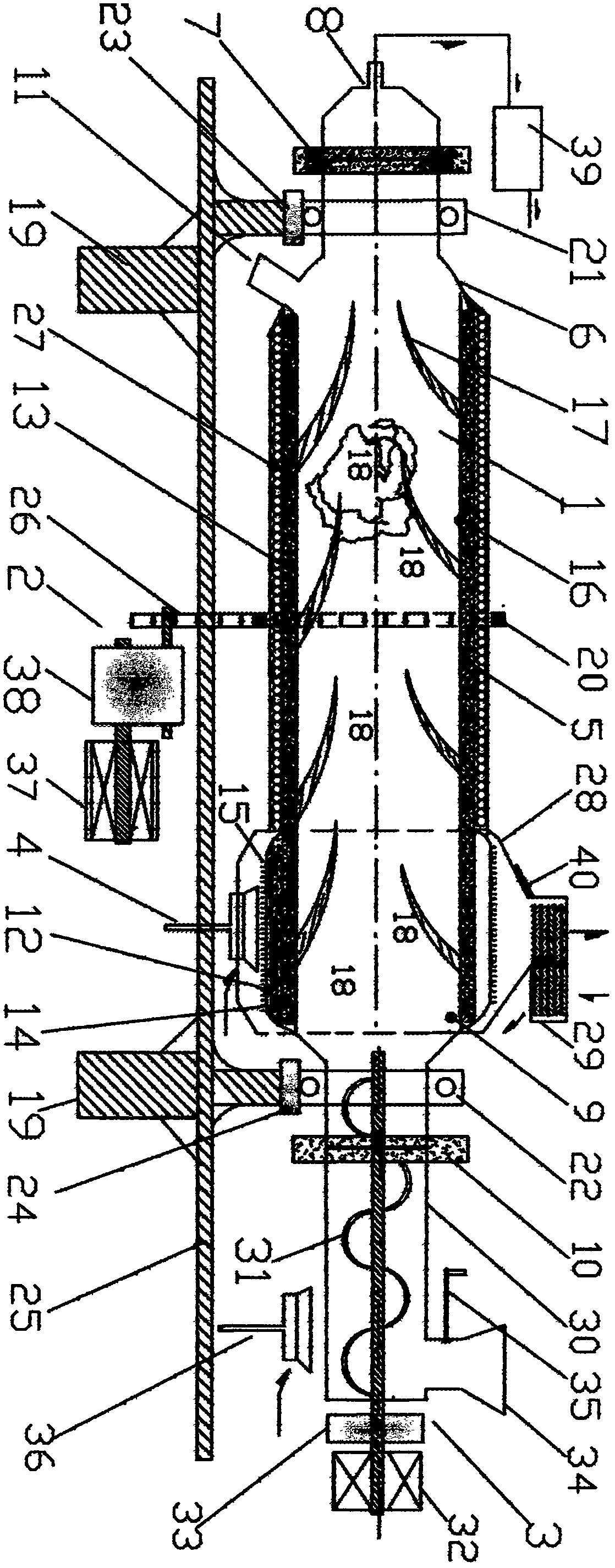 Horizontal double-layer tube rotary superconducting waste pyrolysis gasifier