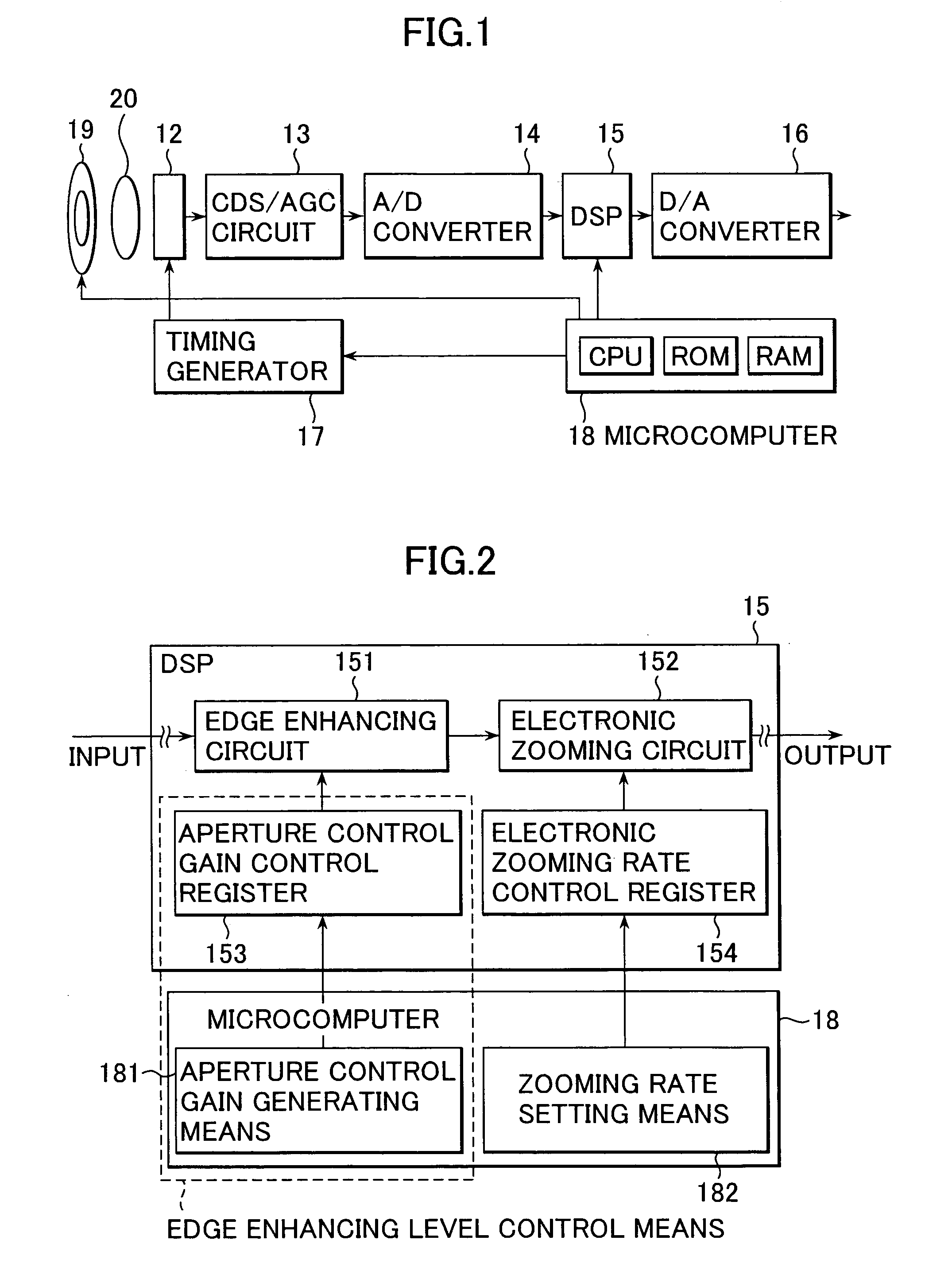 Image taking apparatus, and a method of controlling an edge enhancing level of an original image signal