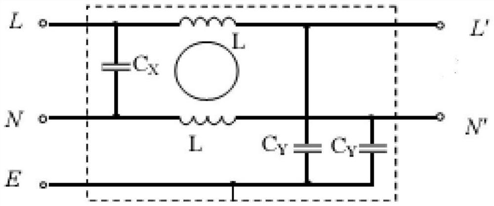 Filter for performing high-frequency suppression by using ferrite magnetic material