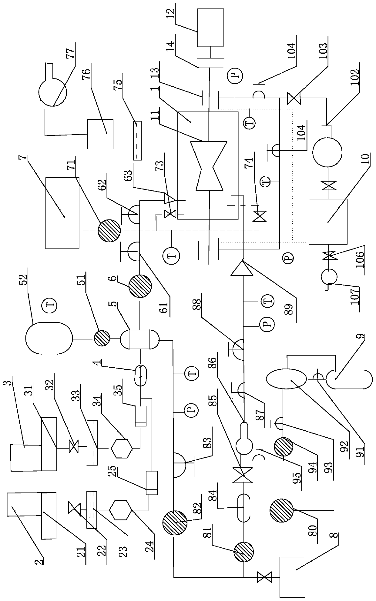 Deep peak shaving turbine blade erosion test system and test method thereof