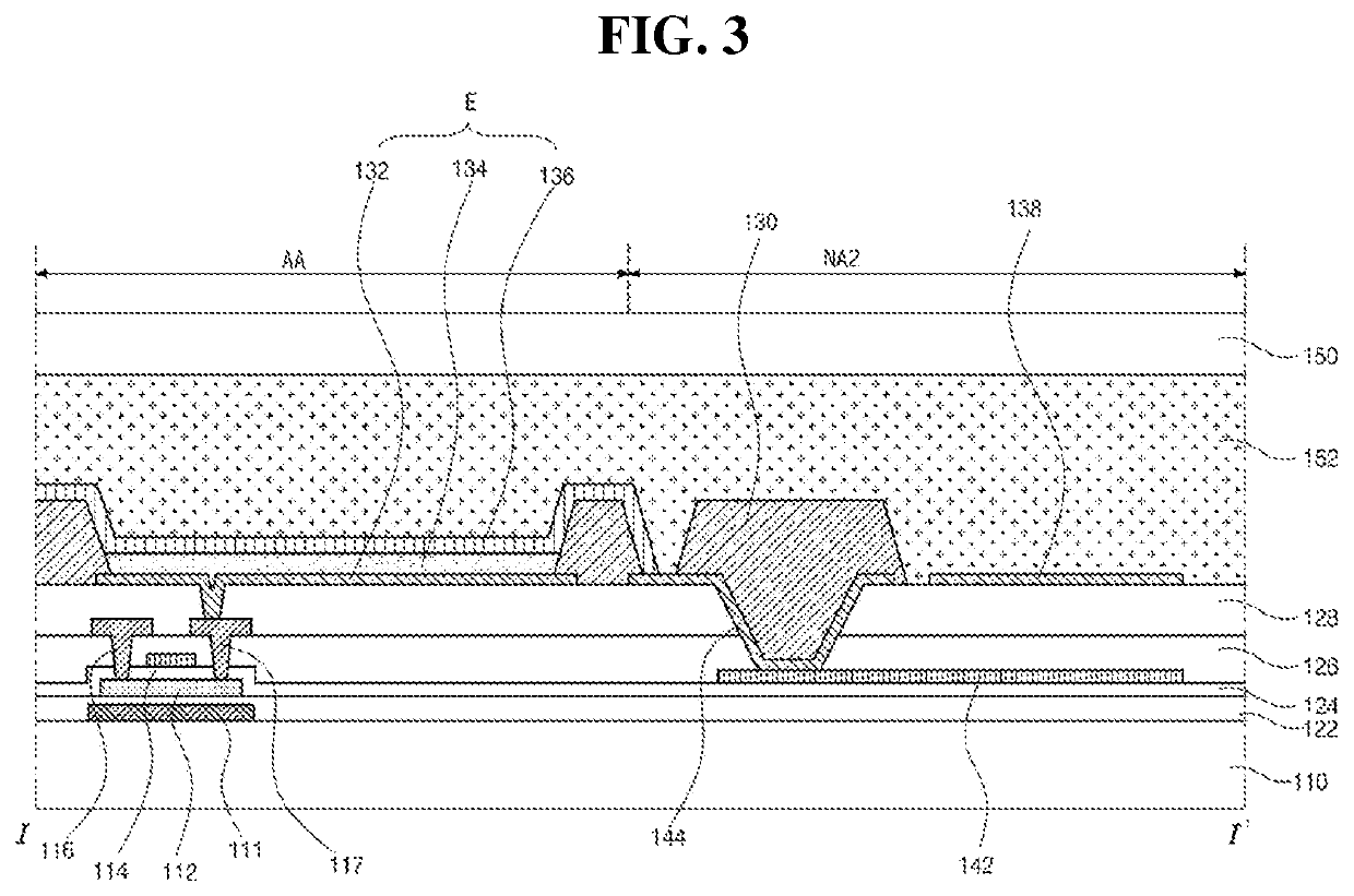 Display device including light absorption layer and low potential electrode in pad region and method of fabricating the same