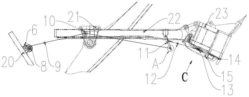 Bucket opening mechanism and construction device