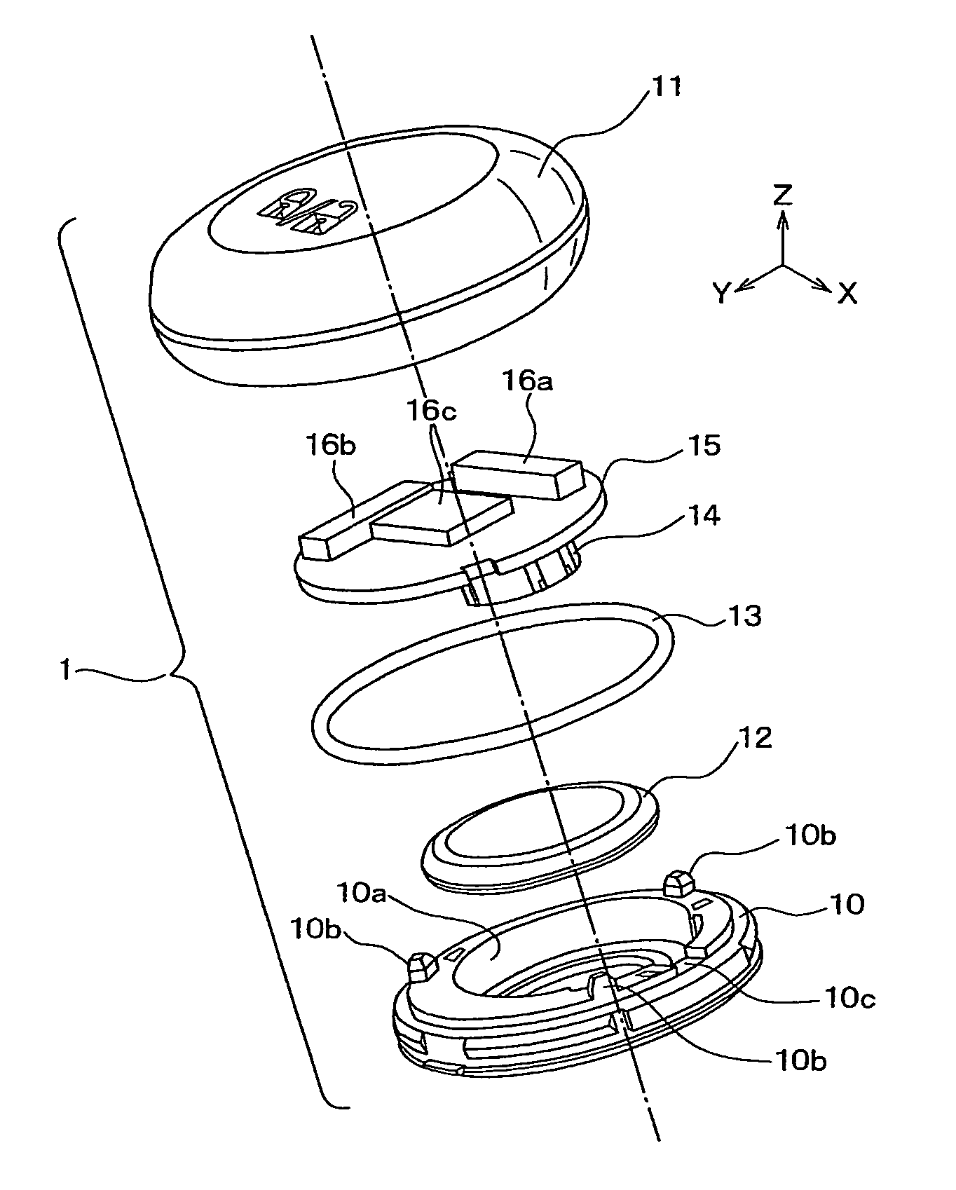 Portable transmitter powered by button battery