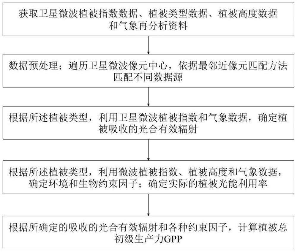 Vegetation total primary productivity estimation method based on satellite passive microwave remote sensing