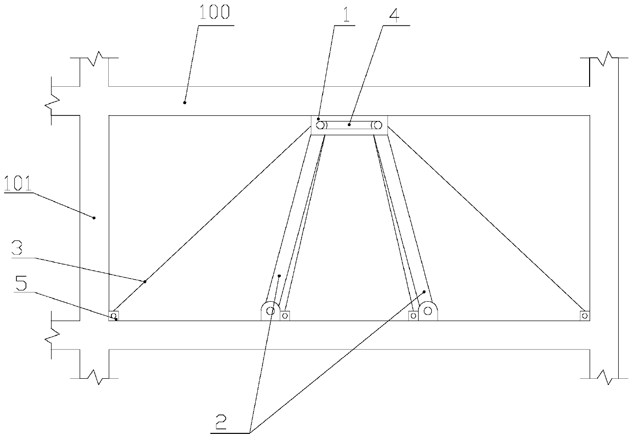 Self-reset shock-absorption and anti-collapse structure for frame structure