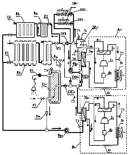 Household heat pump heating air conditioning hot water dehumidification combined system