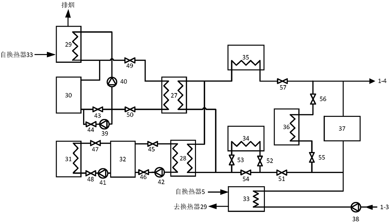 Electric peak load regulation gas-fired cogeneration waste heat recycling device and method