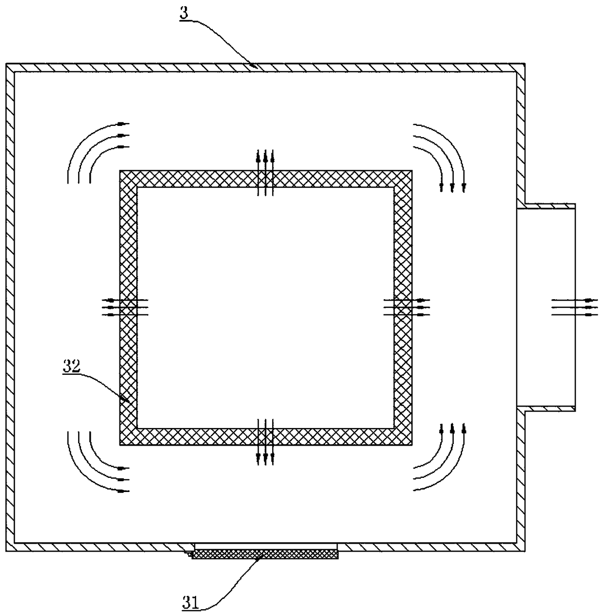 Waste gas treatment device and process of water based paint