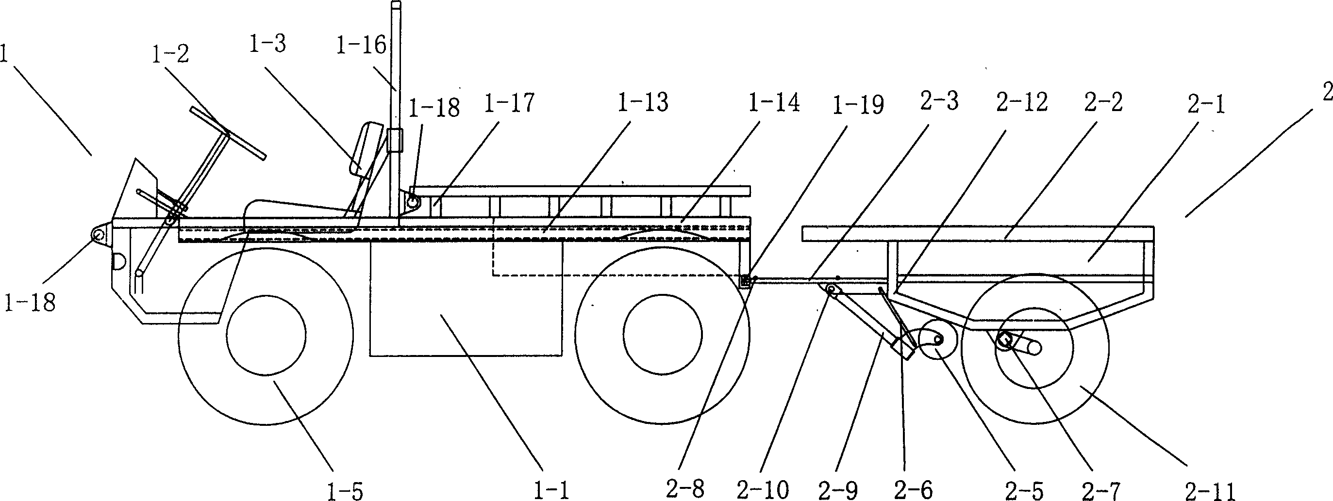 Light hill side transportation vehicle capable of loading transfer