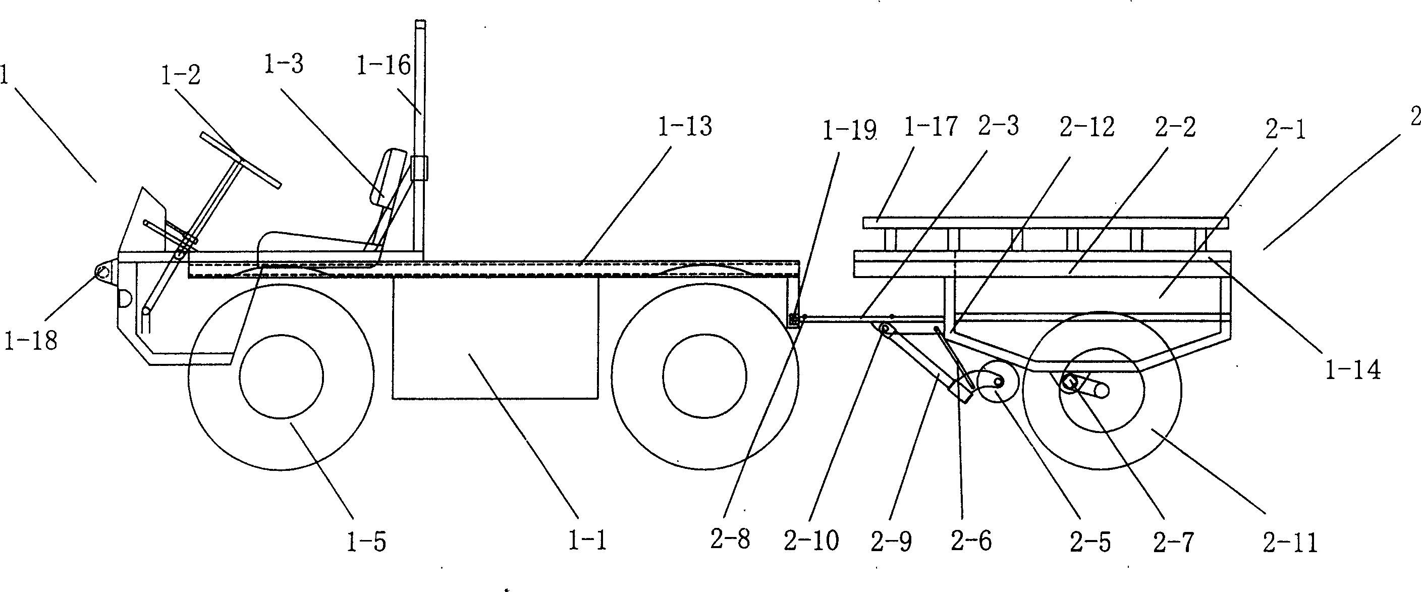 Light hill side transportation vehicle capable of loading transfer