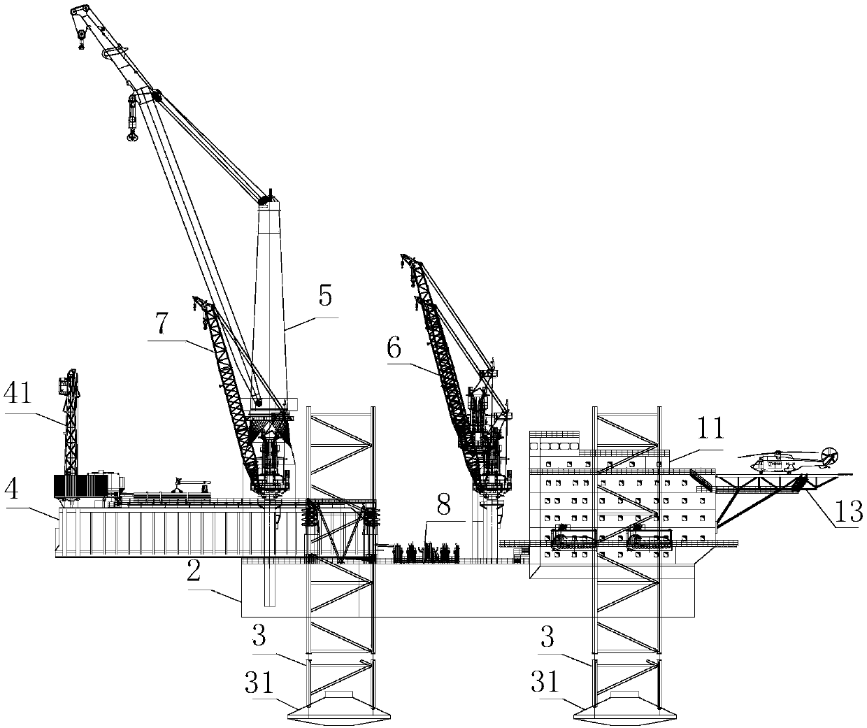 Self-elevating multifunctional platform