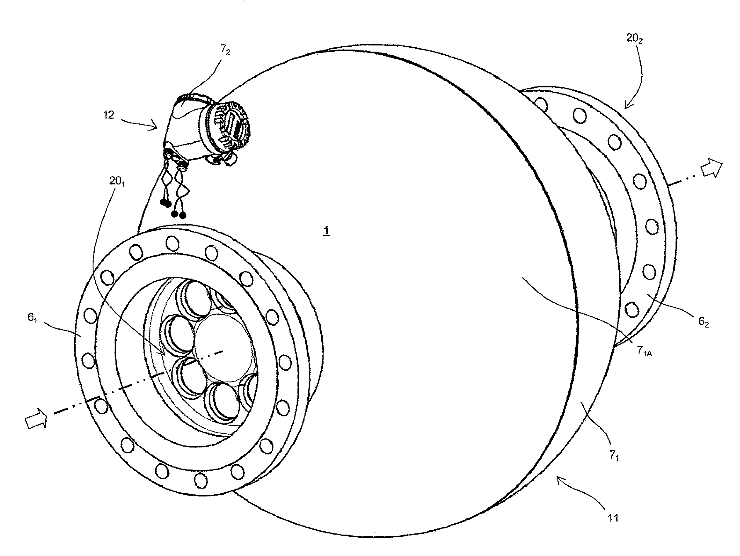 Measuring transducer of vibration type and measuring system