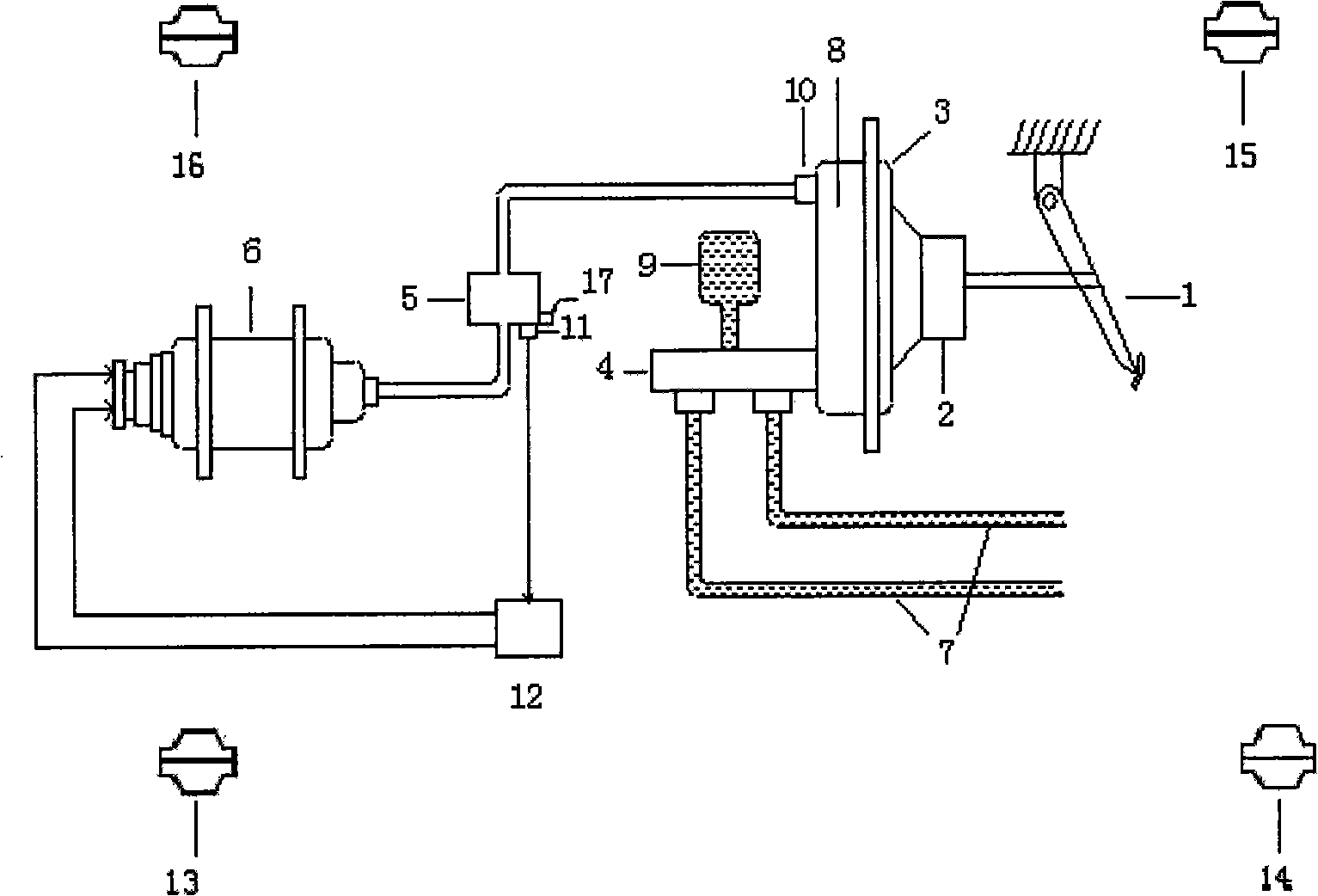 Brake vacuum booster device for electric automobile and control method thereof