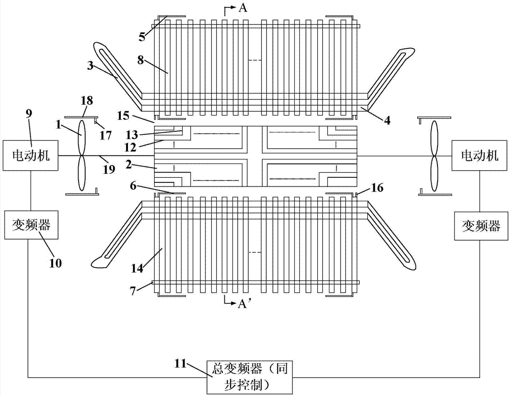 Device for measuring flow and wind velocity of stator and rotor of large power generator