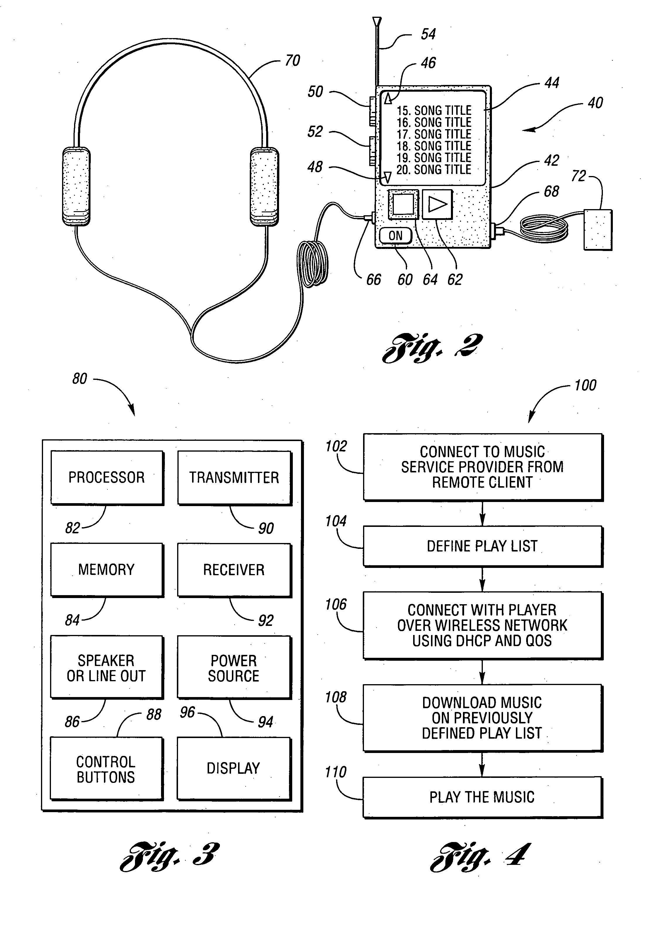 Portable wireless player and associated method