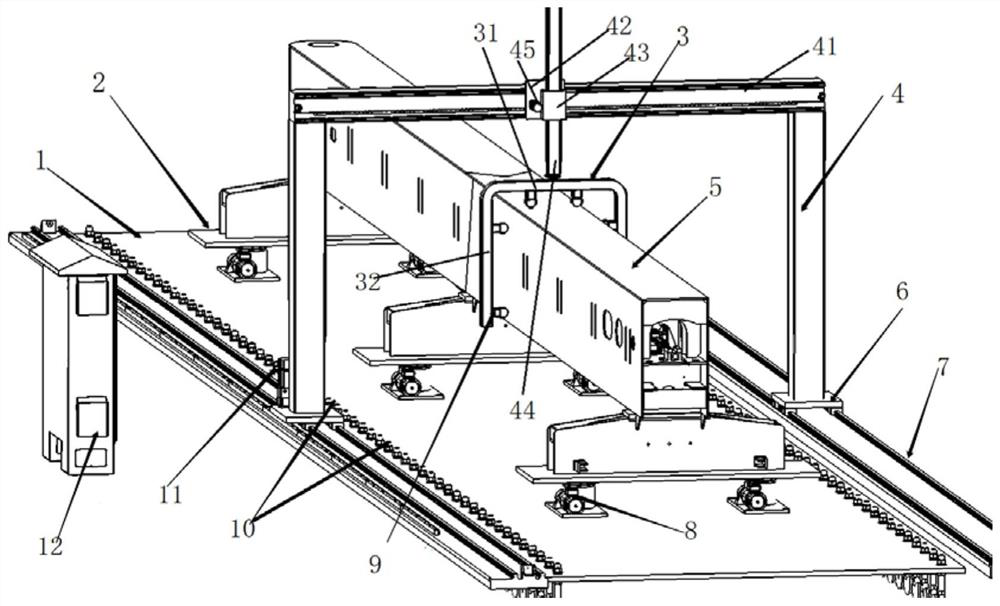 Beam body flatness detection and calibration device and use method thereof