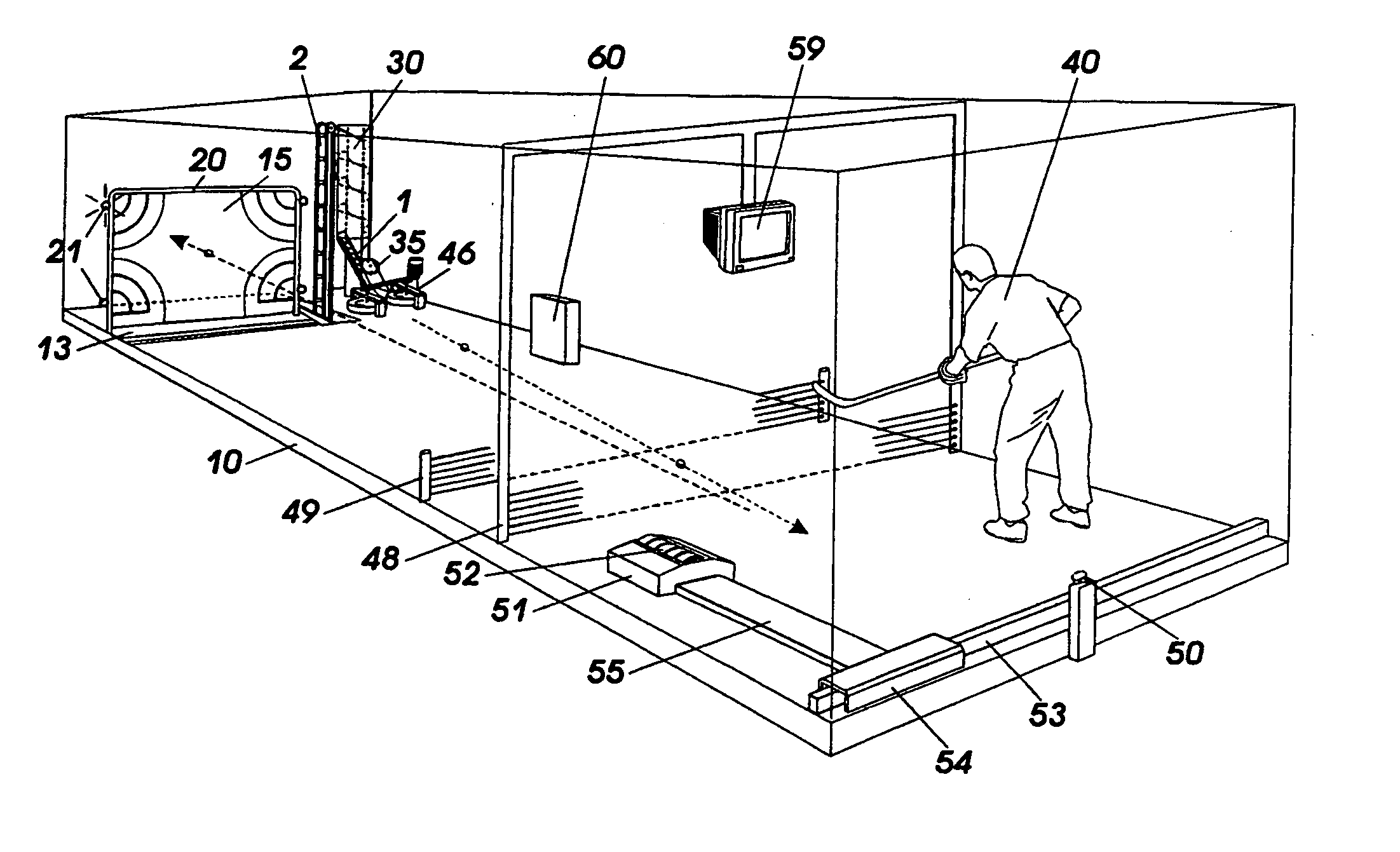 Installation for a competitive game with hockey stick and hockey puck