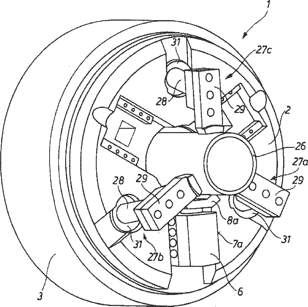 Chuck for machine tool for machining tubular, rotating workpiece