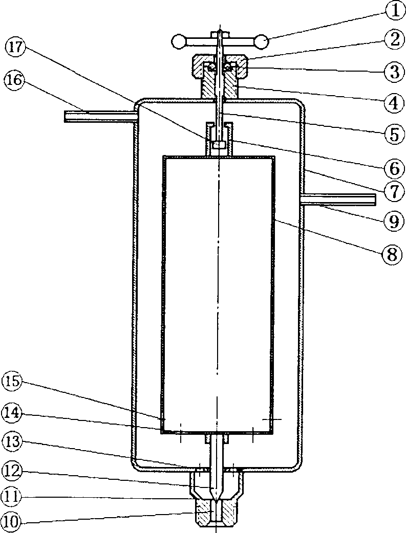 Integrated gas/liquid separating device with automatically controlled liquid level