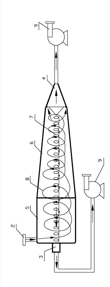 Cyclone for realizing solution cavitation and separation and separation method