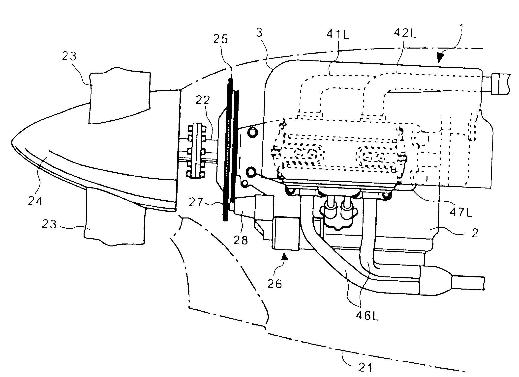 Harness outlet structure of engine