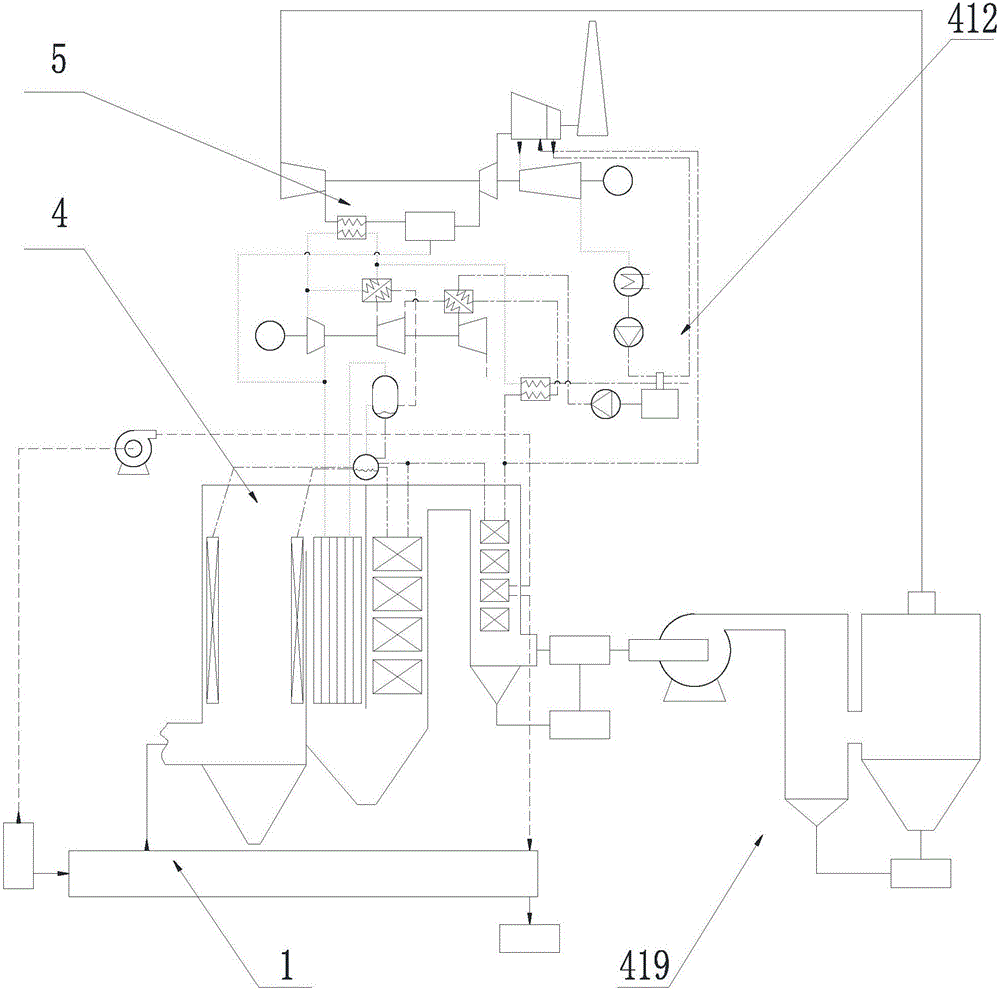 Garbage gasified fuel gas and steam turbine combined power generation system adopting multi-stage heat exchange mode