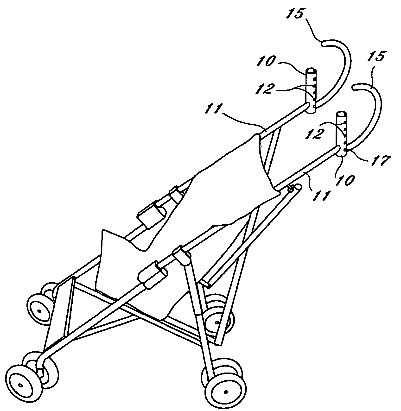 Adjustable, bi-directional, removable baby stroller handle