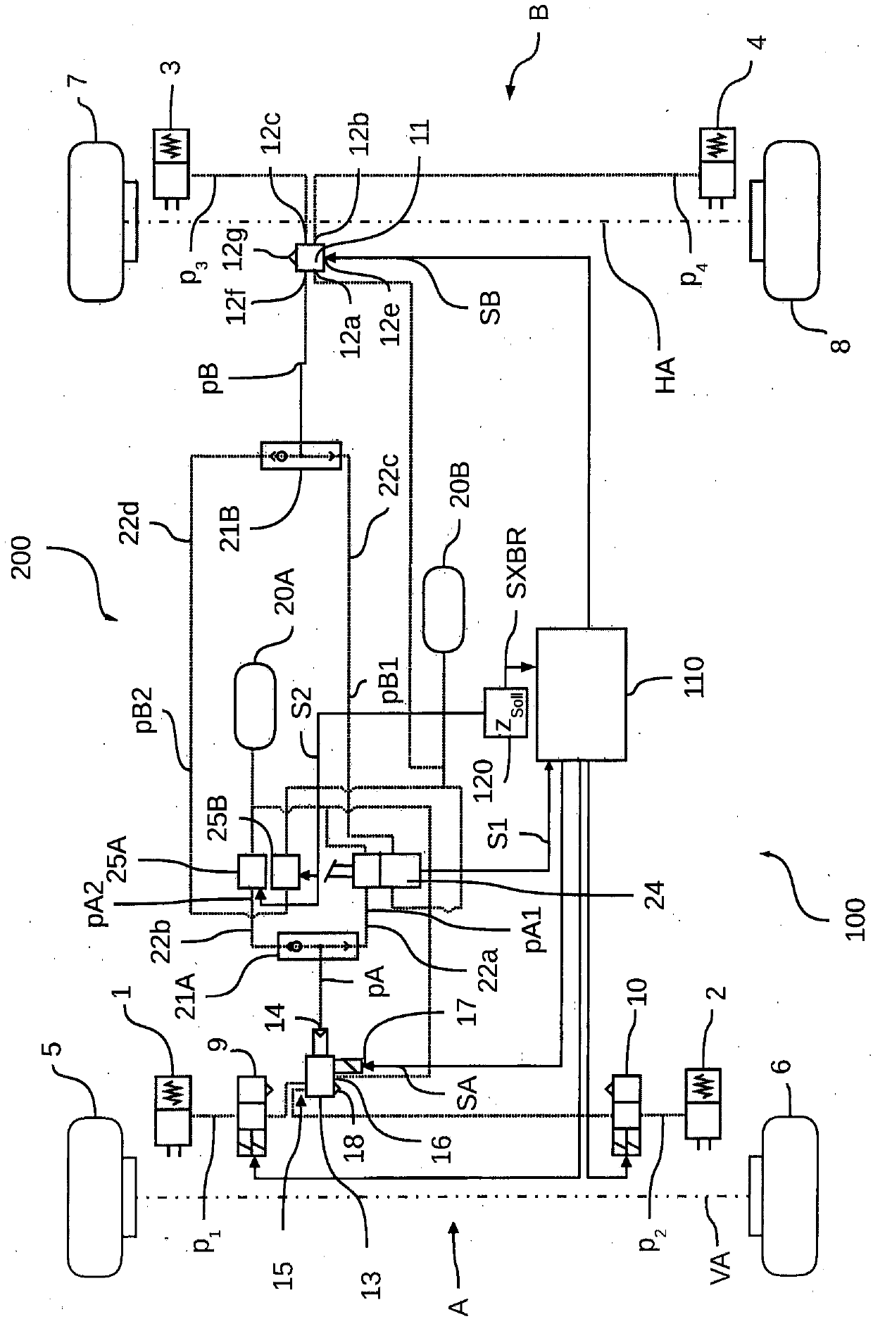 Electronically controlled pneumatic braking system in a commercial vehicle, and method for electronically controlling a pneumatic braking system