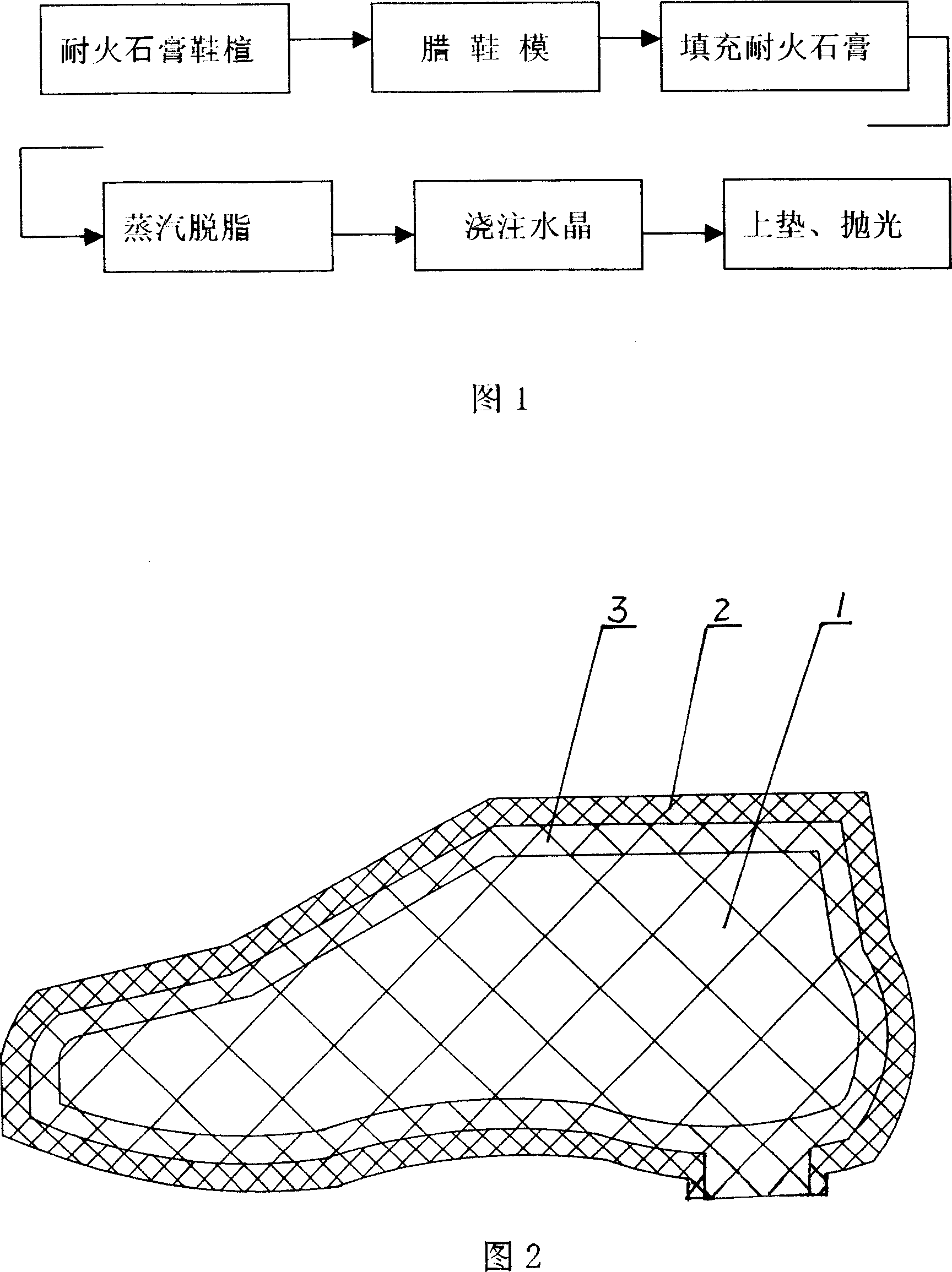 Method for producing crystal shoes