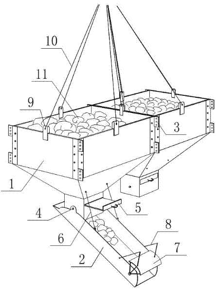 Construction device capable of blanking mixed materials of block-shaped waste concrete