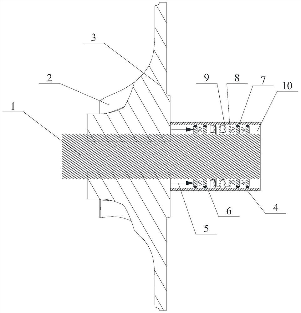 A shaft end self-sealing structure with high speed and high pressure difference