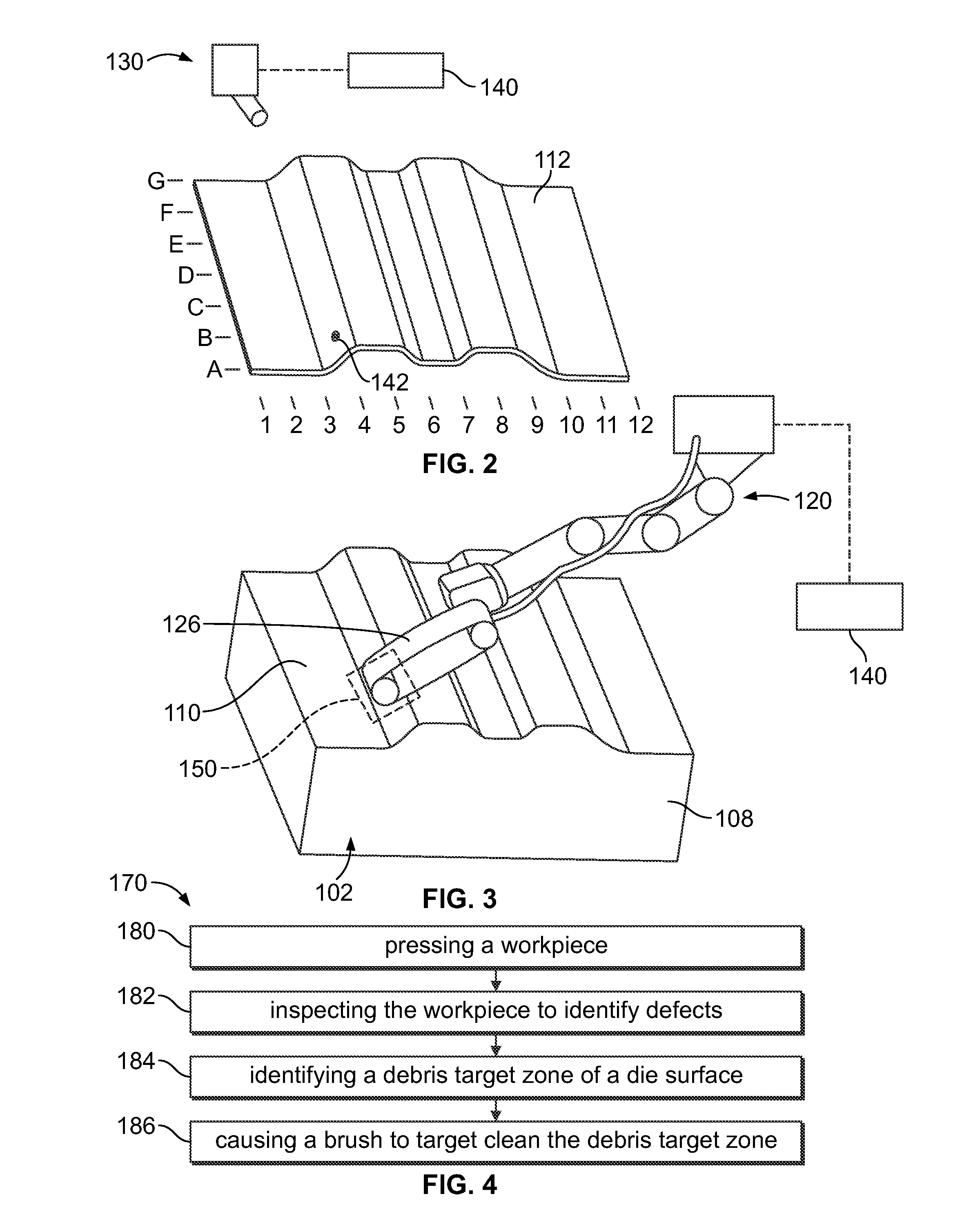 Methods and systems for target cleaning die surfaces of a die of a press machine