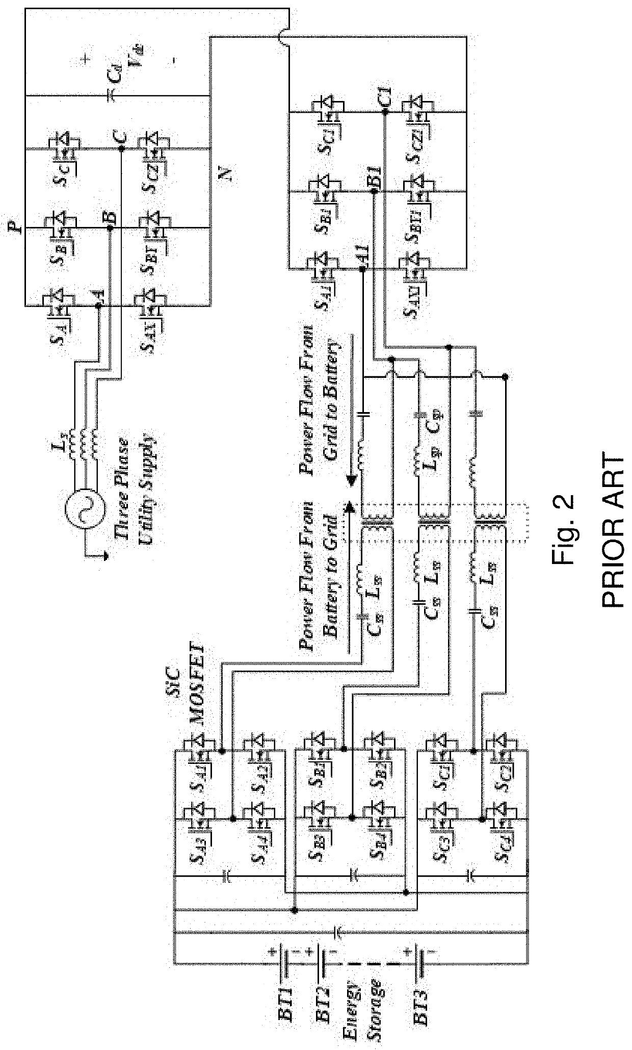 Three phase bidirectional ac-dc converter with bipolar voltage fed resonant stages