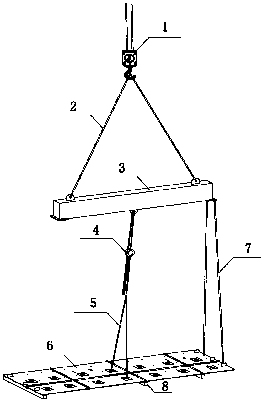 Tower crane blind area ultrathin steel plate shear wall hoisting device and hoisting method thereof